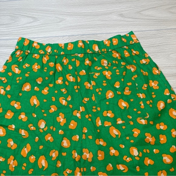 Tabitha Brown Target Linen Blend Green Orange Leopard Pleated Shorts size L - Picture 11 of 15